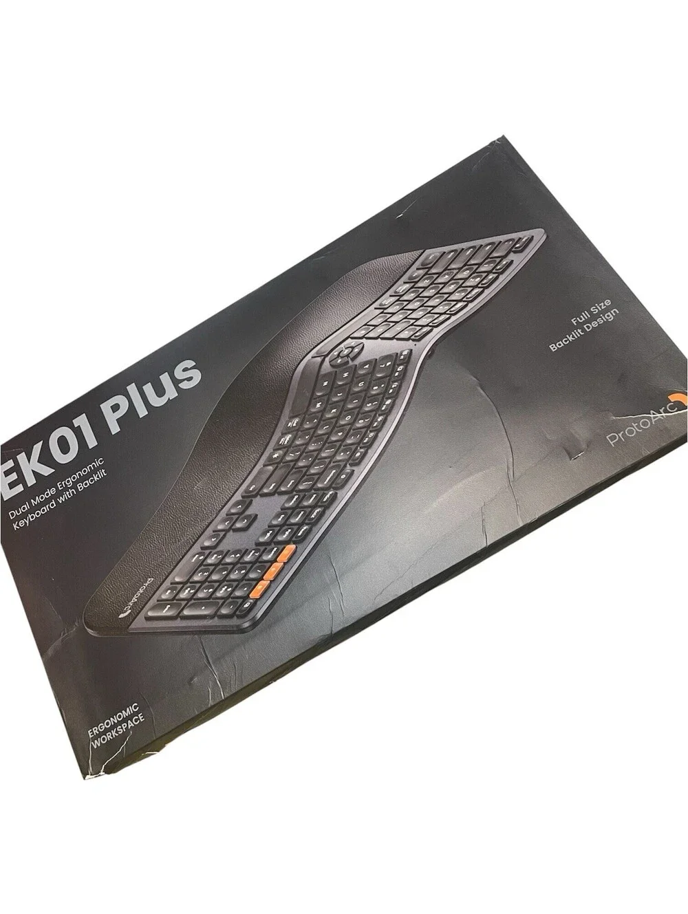 ProtoArc EK01 Plus Ergonomic Bluetooth Keyboard Backlit Wireless - New Open Box